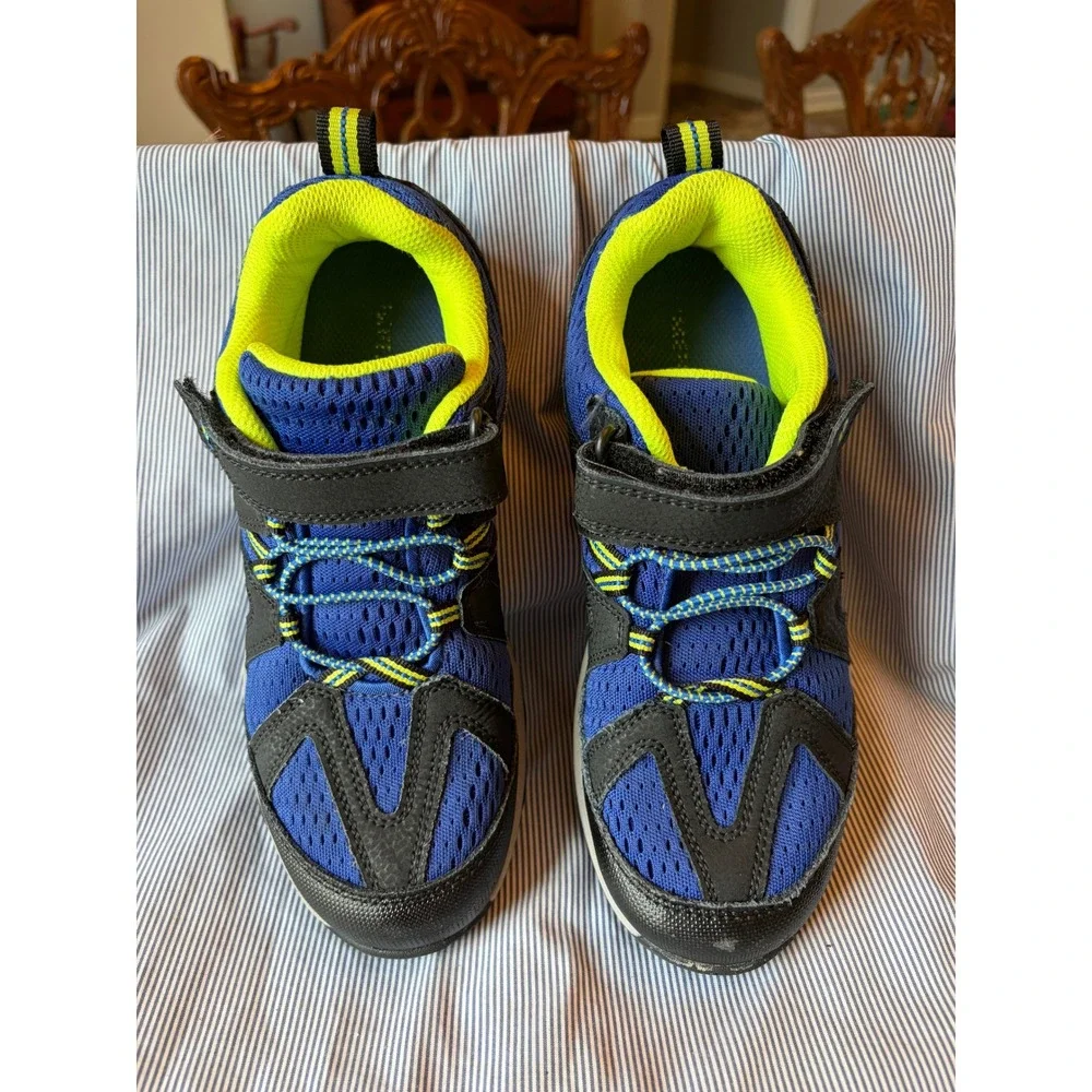Merrell Ridge Trek Kids Hiking Shoes Blue Black Neon Yellow MF25AA3 Size 5W